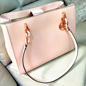 Michael Kors blush satchel with rose gold chain